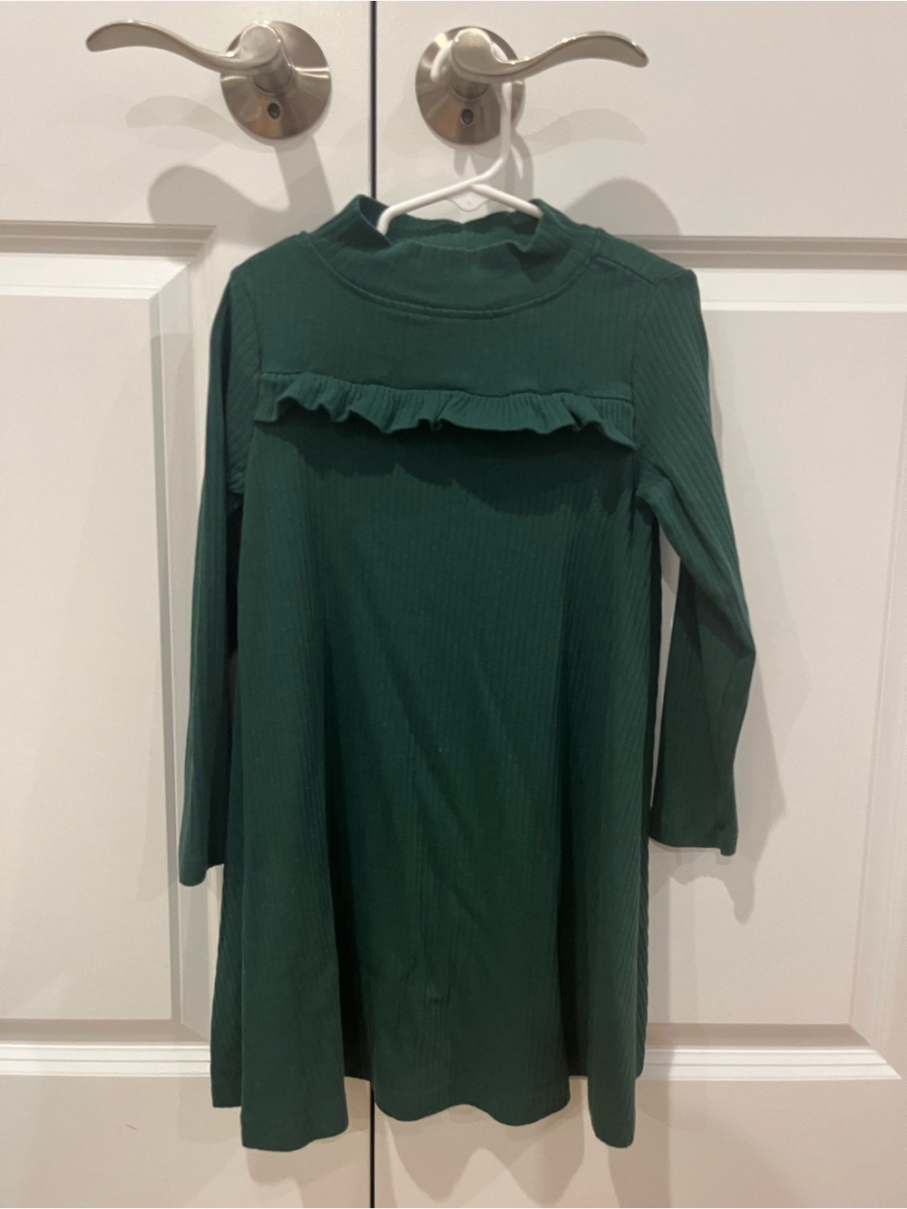 Hanna Andersson Forest Green Ruffle Long-Sleeve Dress
